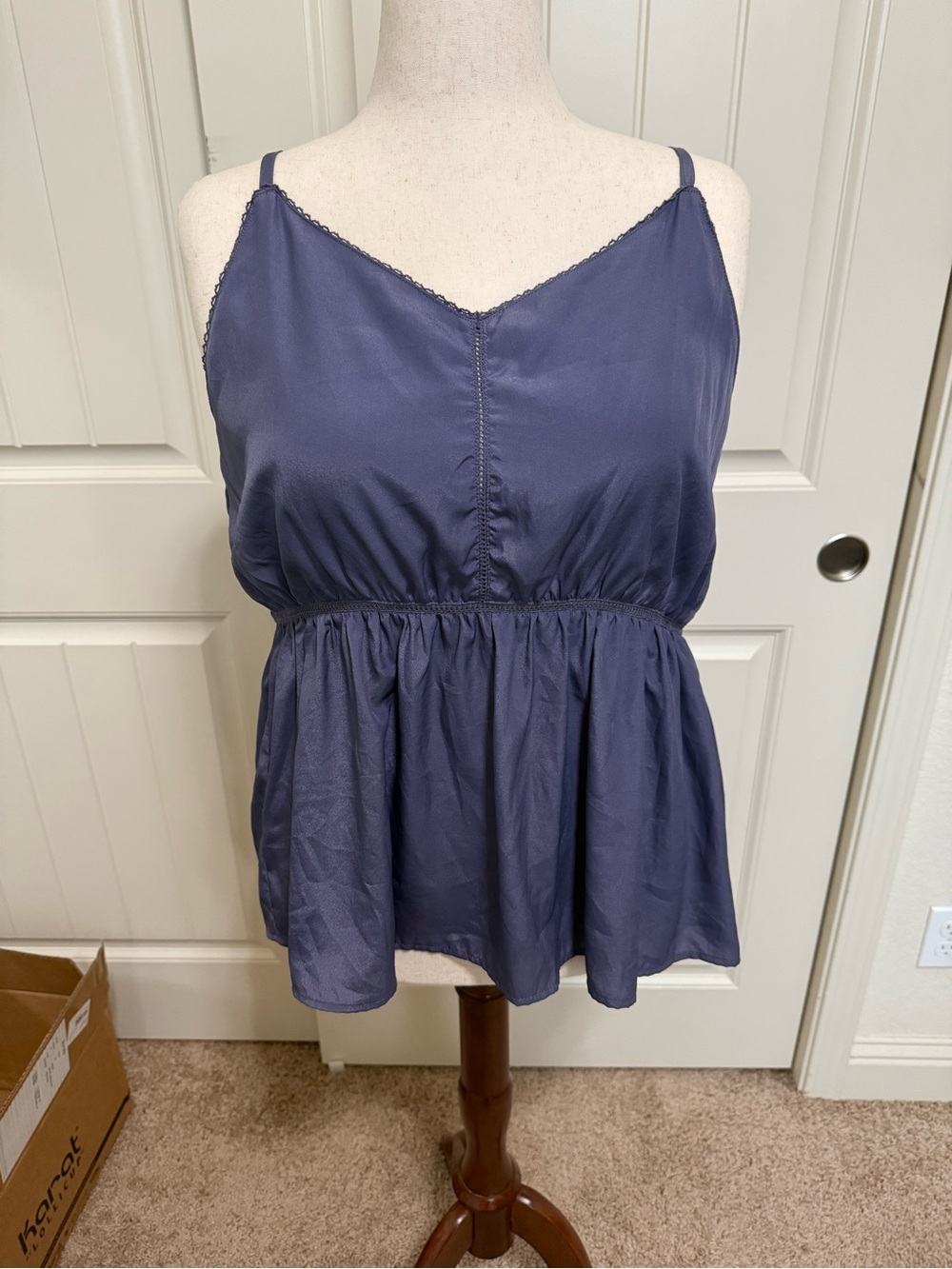 Maurices Slate Blue Satin Peplum Cami - XL